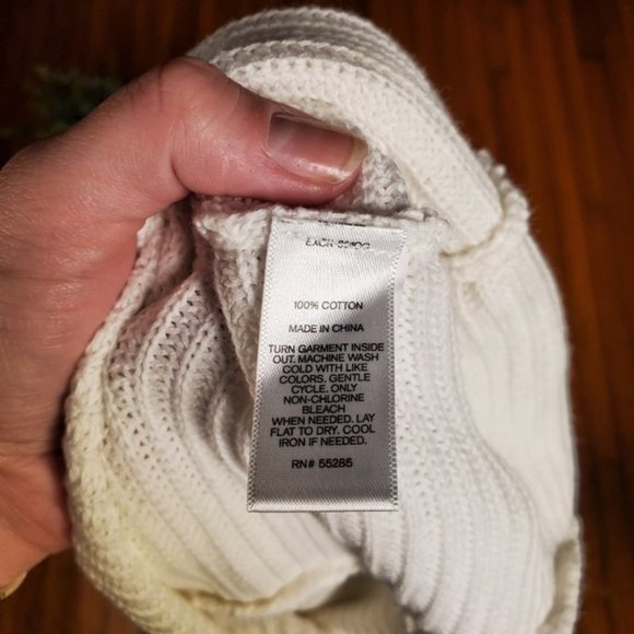 Express White Oversized Sweater Dolman Sleeve V Neck Cotton Preppy Cozy Work XS - Picture 4 of 6